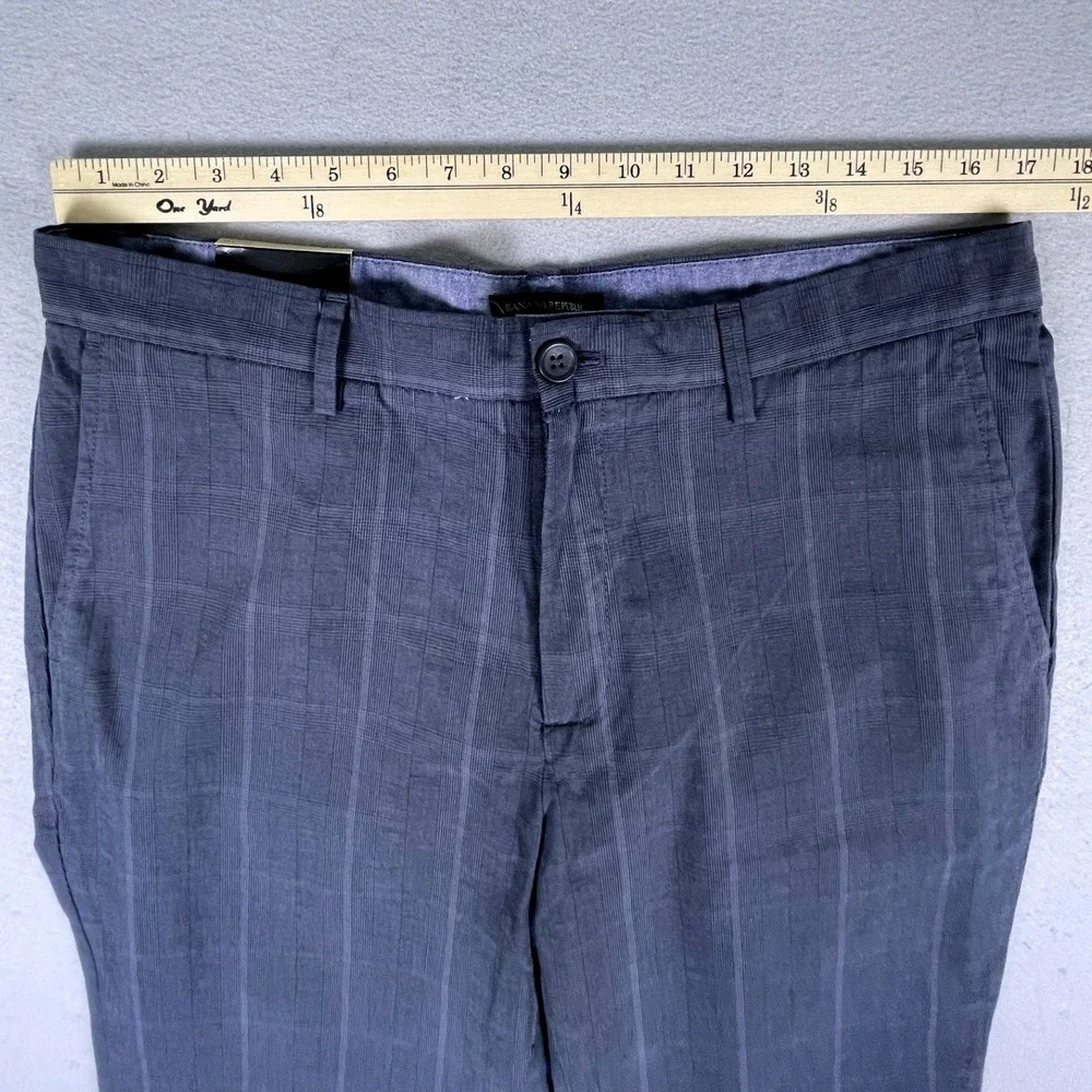 Banana Republic Aiden Fit Pants Mens 34x34 Slim Fit Blue Plaid Chinos Classic